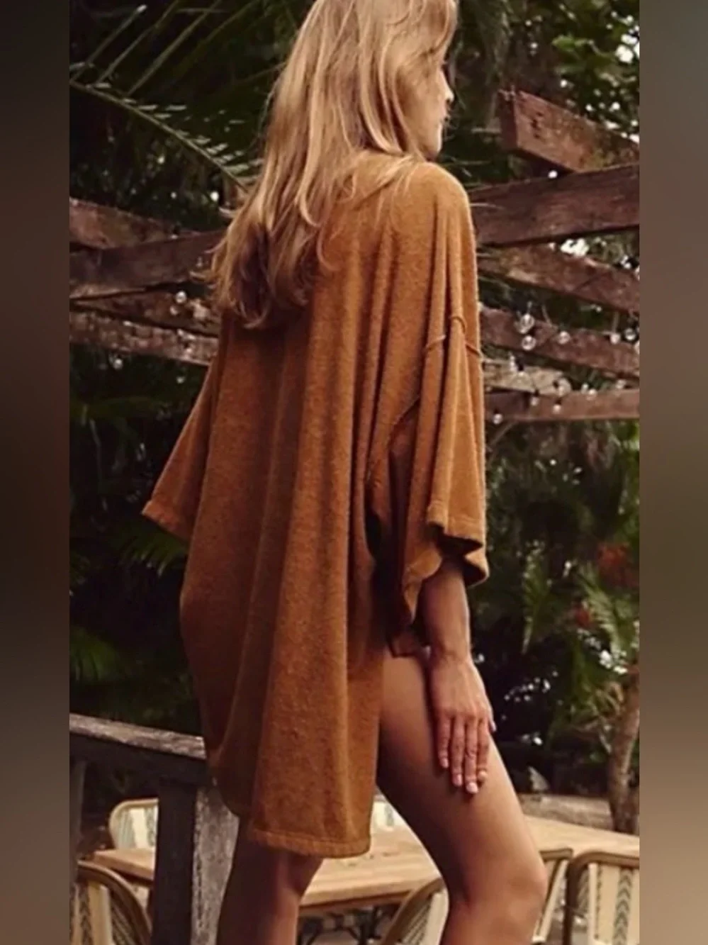 Free People Backseat Terry Pullover. NWT. Tiger eye combo